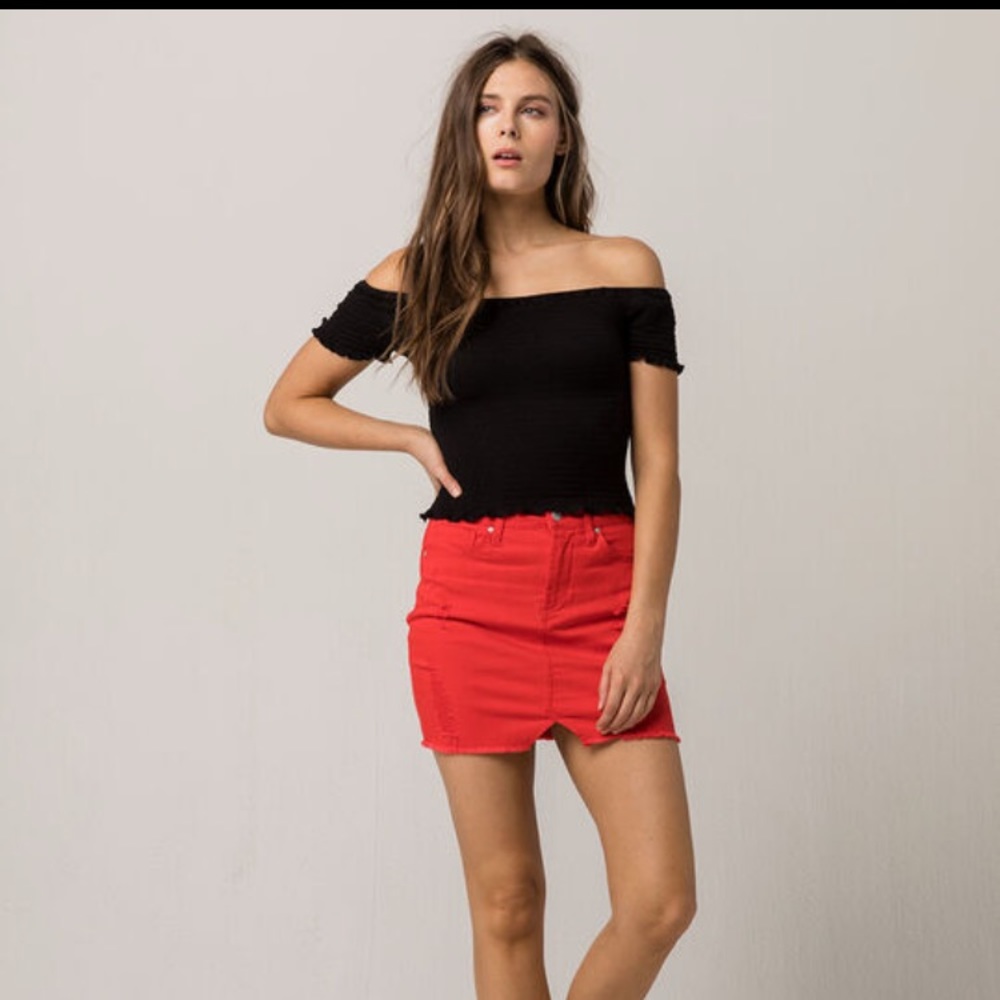 Essentials Full Tilt Black Smocked top